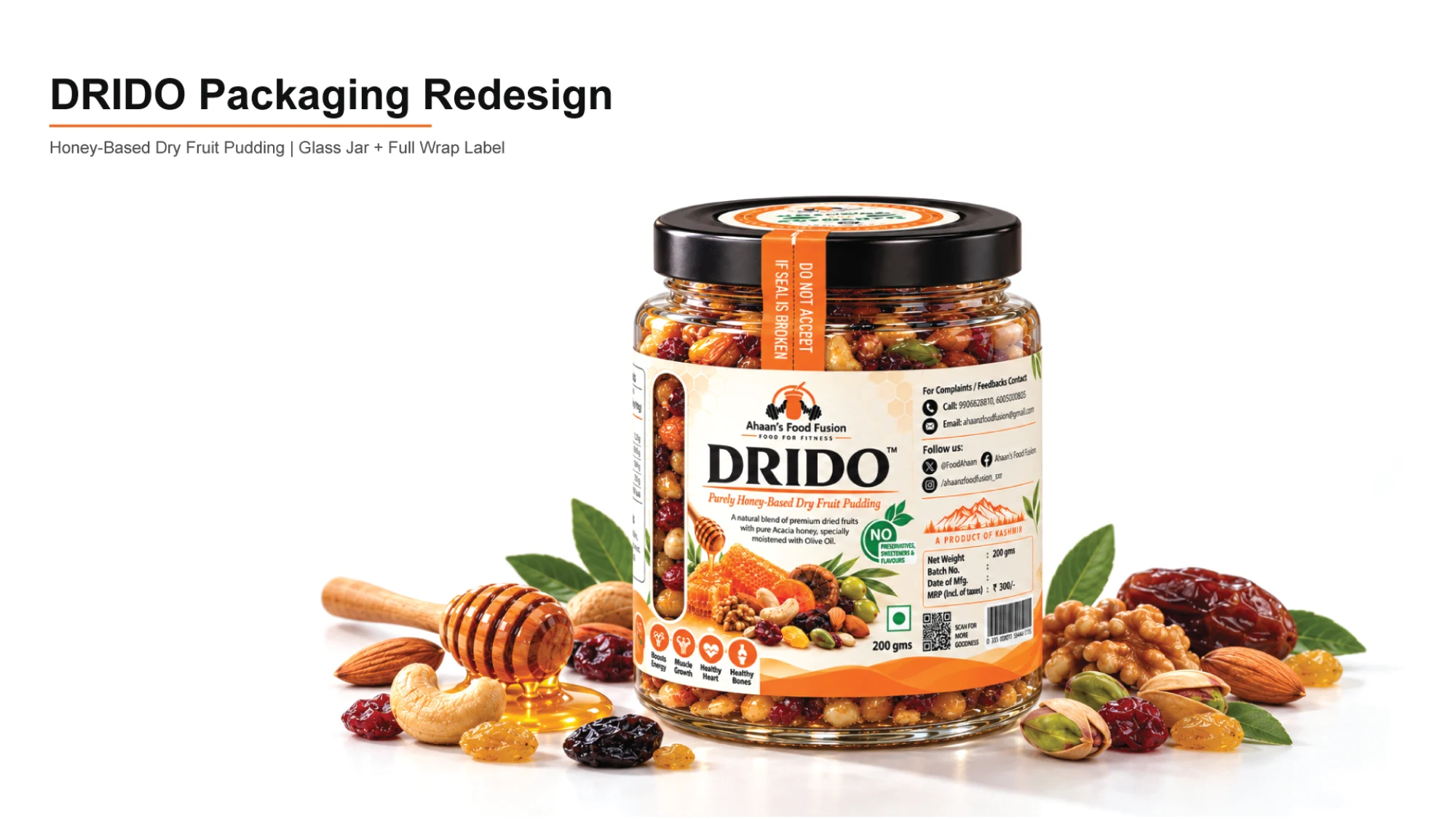 Fruit Jar: Glass jar packaging design and product visualization, presentation slide 1 of 7