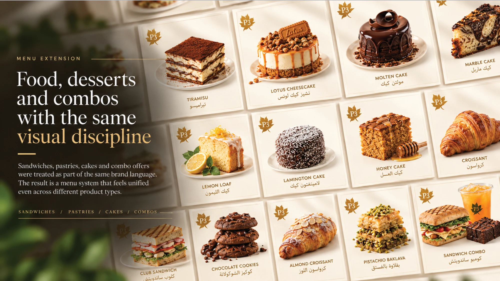 P3 Café: Café brand identity inspired by Kashmiri heritage, presentation slide 6 of 8