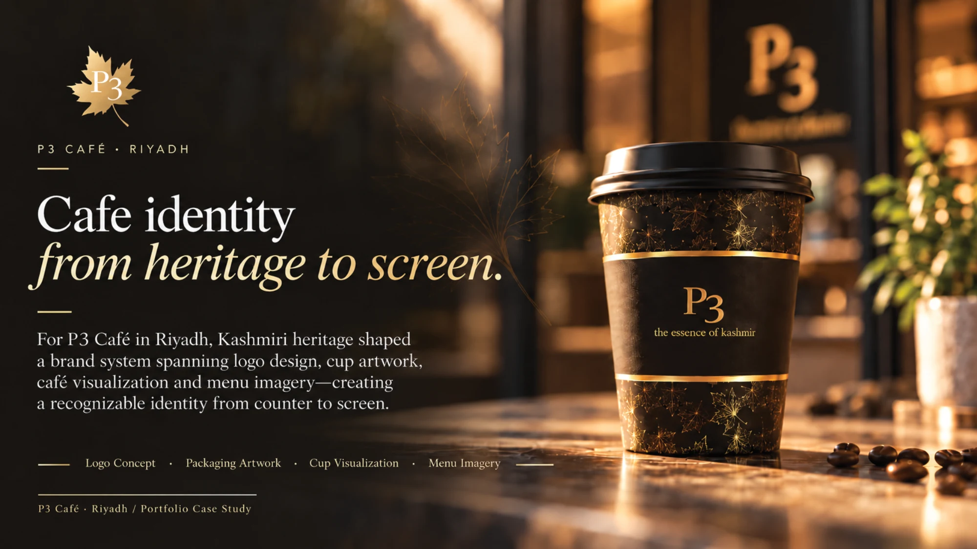 P3 Café: Café brand identity inspired by Kashmiri heritage, presentation slide 8 of 8