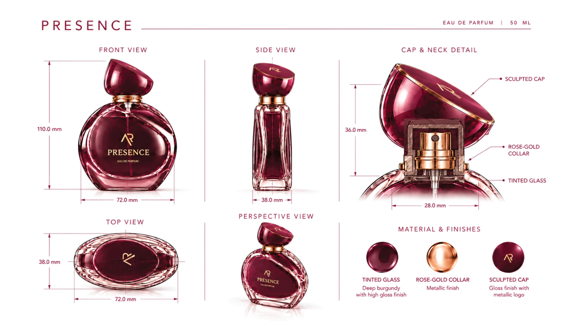 Presence Perfume: Fragrance identity, packaging and campaign concept, presentation slide 3 of 11
