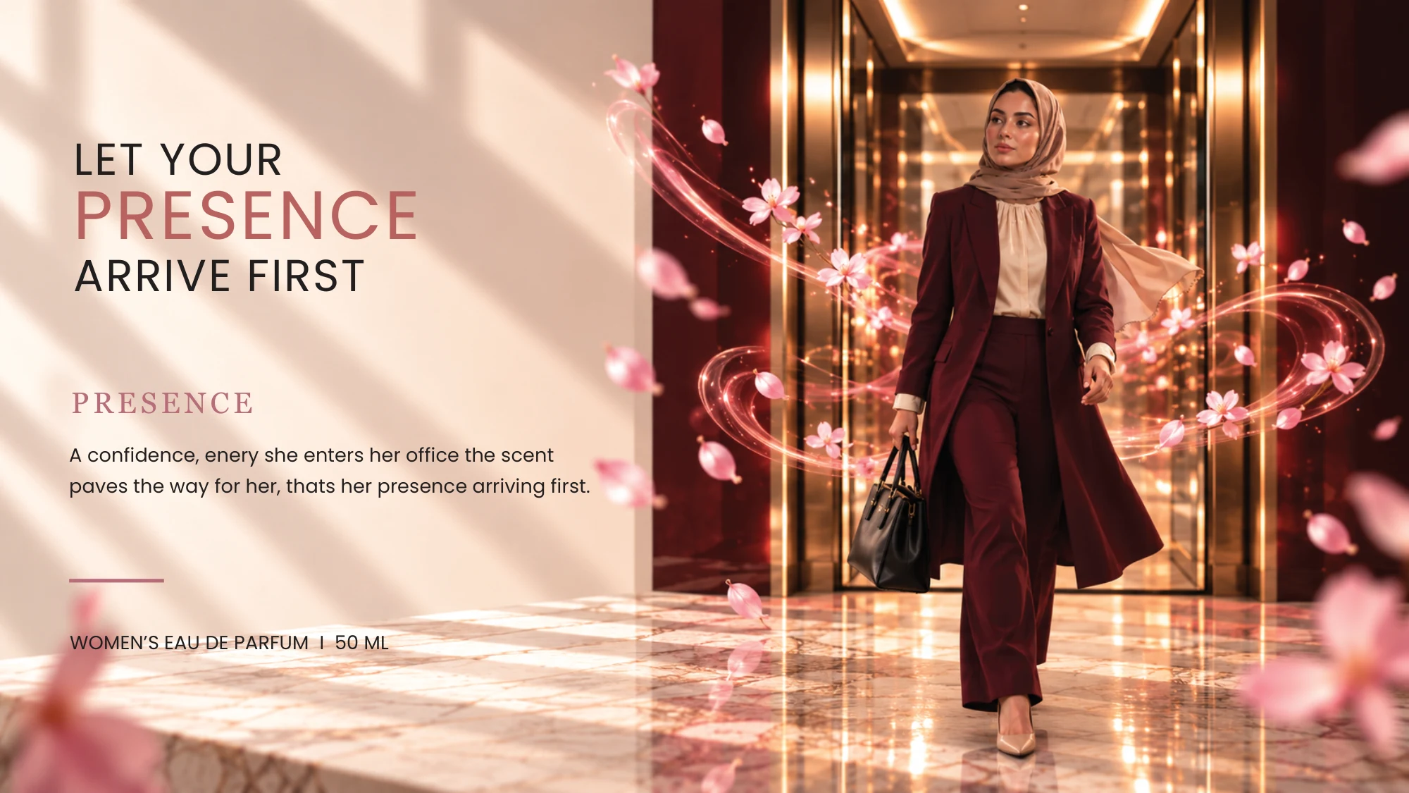 Presence Perfume: Fragrance identity, packaging and campaign concept, presentation slide 5 of 11