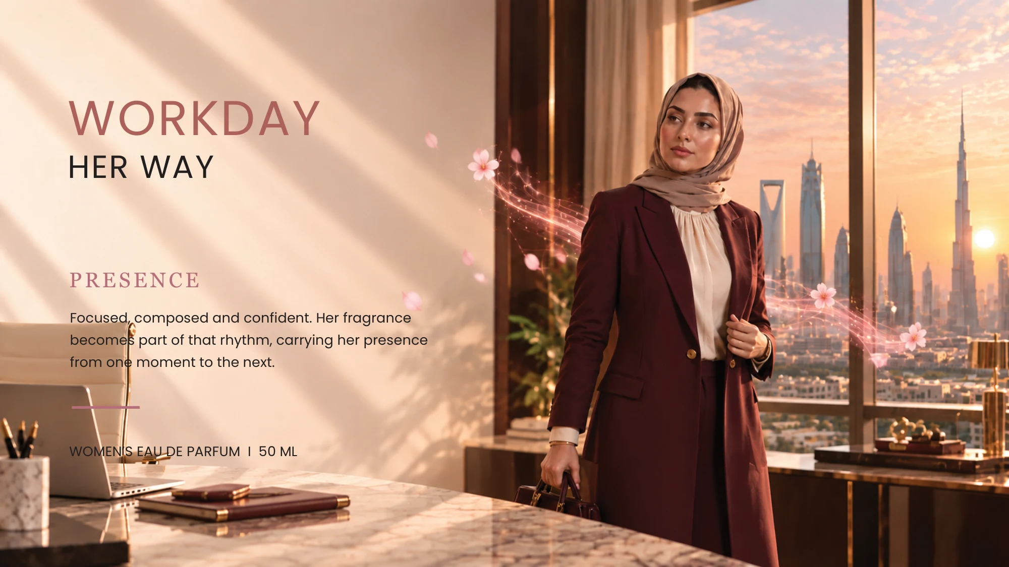 Presence Perfume: Fragrance identity, packaging and campaign concept, presentation slide 8 of 11